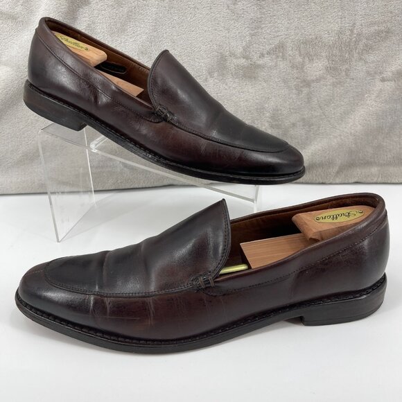 Allen Edmonds Steen Dark Brown Slip On Split Toe Loafers Dress Shoes - Picture 1 of 15